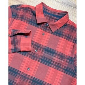 Lululemon Mason Peak Flannel Long Sleeve Shirt Red Black Plaid Mens Sz L